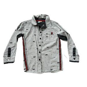 Nano Noruk Boy's Stripe Motorcycle Print Shirt Grey ( 6 )